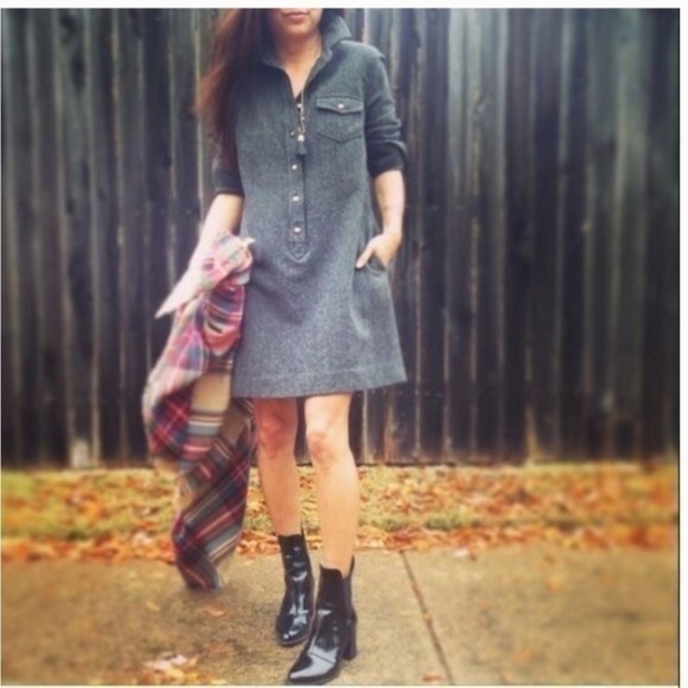 J. Crew herringbone shirt dress